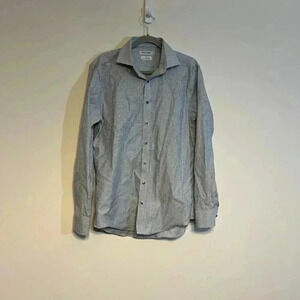 Twillory White Green Blue Stripe Long Sleeve Button Up Shirt 16 34/35